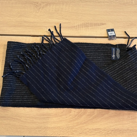 NWT Polo Ralph Lauren Lambs Wool Reversible Striped Scarf - Picture 2 of 6
